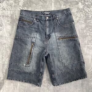 Brooklyn Xpress Denim Cargo Shorts Men's Sz 34 Black Cotton Casual Jorts Longer
